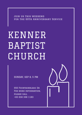 Designvorlage Baptist Church Service With Candles In Frame für Postcard 5x7in Vertical