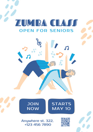 Zumba Class For Seniors Announcement Poster – шаблон для дизайну