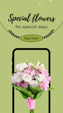 Special Flowers In Bouquet Offer Instagram Video Story Design Template