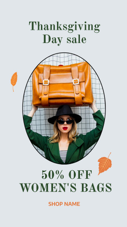 Thanksgiving Sale with Stylish Woman Instagram Story Design Template