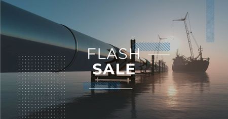 Sale Announcement with Ship in Sea Facebook AD Tasarım Şablonu