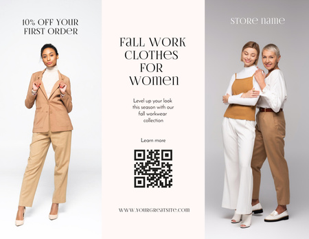 スタイリッシュな女性の秋のファッション広告 Brochure 8.5x11inデザインテンプレート