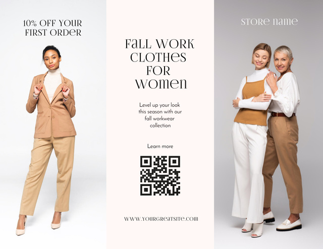 Fall Fashion Ad with Stylish Women Brochure 8.5x11in Modelo de Design