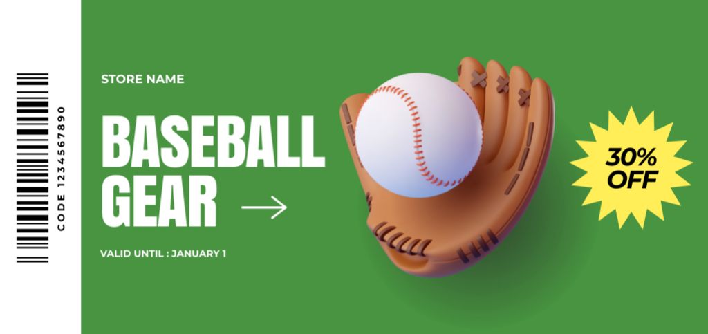 Plantilla de diseño de Baseball Gear Discount Offer Coupon Din Large 