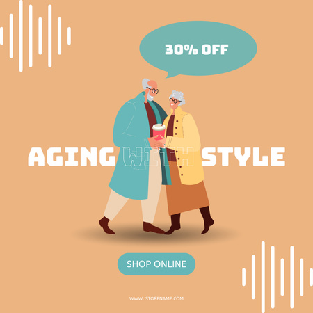 Age-friendly Fashion Style With Discount And Illustration Instagram Tasarım Şablonu