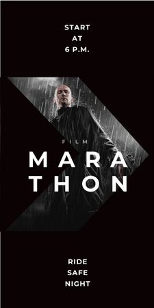 Film Marathon Ad Man with Gun under Rain Graphic Design Template