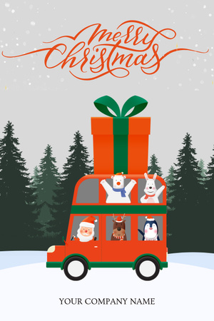Ontwerpsjabloon van Pinterest van Company Greetings On Christmas Holidays With Illustration