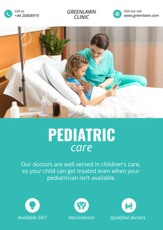 Pediatric Care Services Offer Poster Design Template