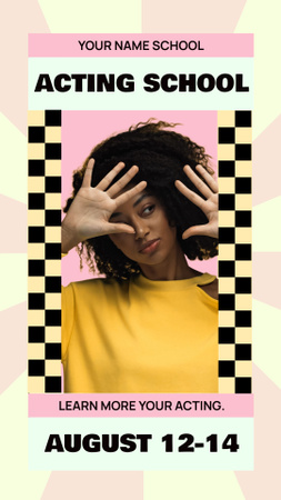 Jovem atriz afro-americana na escola de atuação Instagram Story Modelo de Design