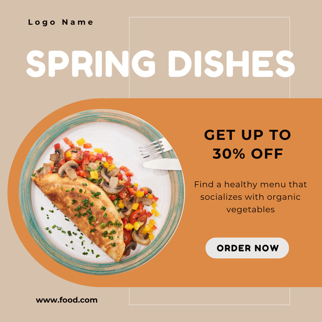 Spring Discount Offer on Delicious Dishes Instagram AD Modelo de Design