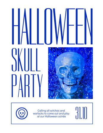 Halloween Skull Party Announcement Flyer 8.5x11in Design Template