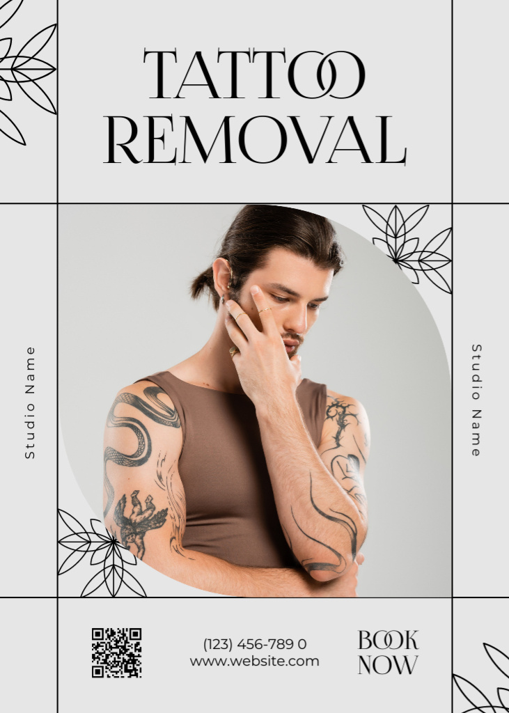 Ontwerpsjabloon van Flayer van Tattoo Removal Service With Booking