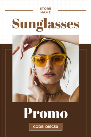 Elegáns nő divatos napszemüvegben Tumblr tervezősablon