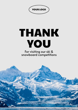 Ontwerpsjabloon van Postcard A6 Vertical van dankbaarheid voor het bezoeken van ski en snowboard wedstrijden