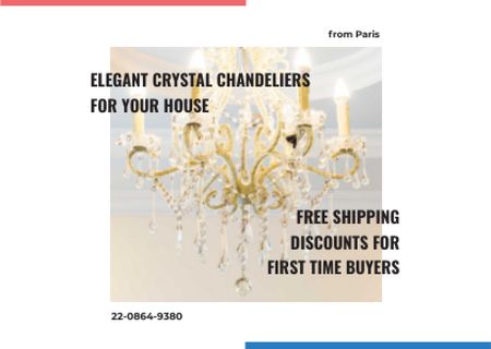 Elegant crystal Chandelier offer Postcard Design Template