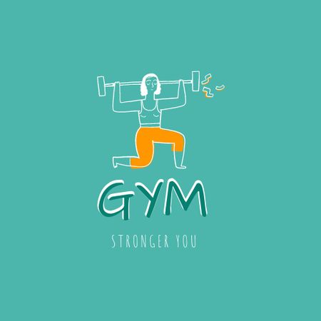 Gym Services Offer with Woman on Workout Logo Modelo de Design