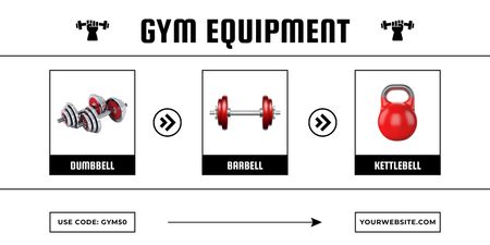 Special Offer of Gym Equipment with Promo Code Twitter Design Template