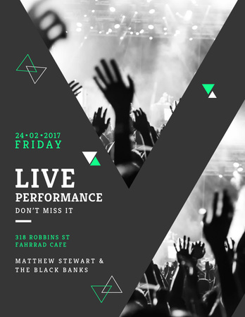 Live Performance announcement Crowd at Concert Poster 8.5x11in Design Template