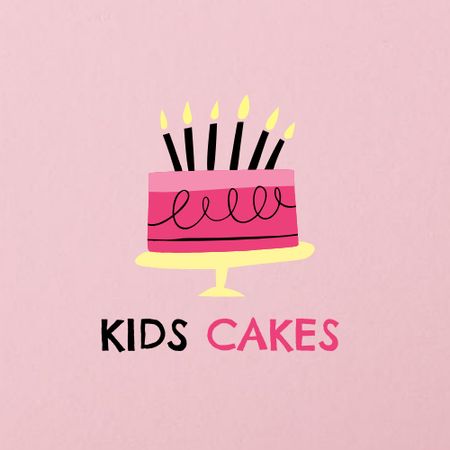 Kids Cakes Ad with Festive Candles Logo Design Template