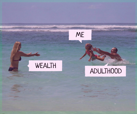 Adulthood ironic image with Family at Sea Facebook Design Template