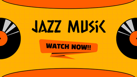 Jazz Music Festival Announcement with Vinyl Youtube Thumbnail Design Template