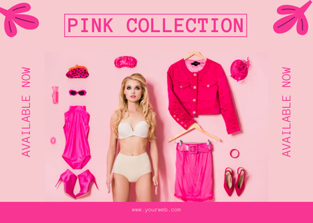 Ροζ συλλογή από χαριτωμένα φορέματα Card Πρότυπο σχεδίασης