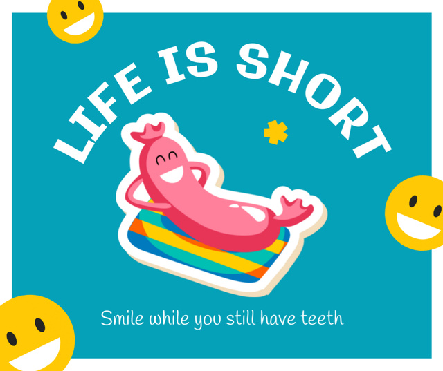 Funny Phrase with Cute Smiling Character Facebook Design Template
