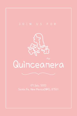 Szablon projektu Ogłoszenie Celebration Quinceañera Z Dziewczyną W Kwiatach Postcard 4x6in Vertical