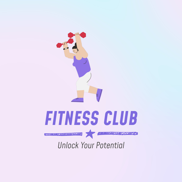 Template di design Fitness Club Promotion With Dumbbells Workout Animated Logo