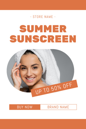 Designvorlage Summer Sunscreen Cream for Skin Care für Pinterest