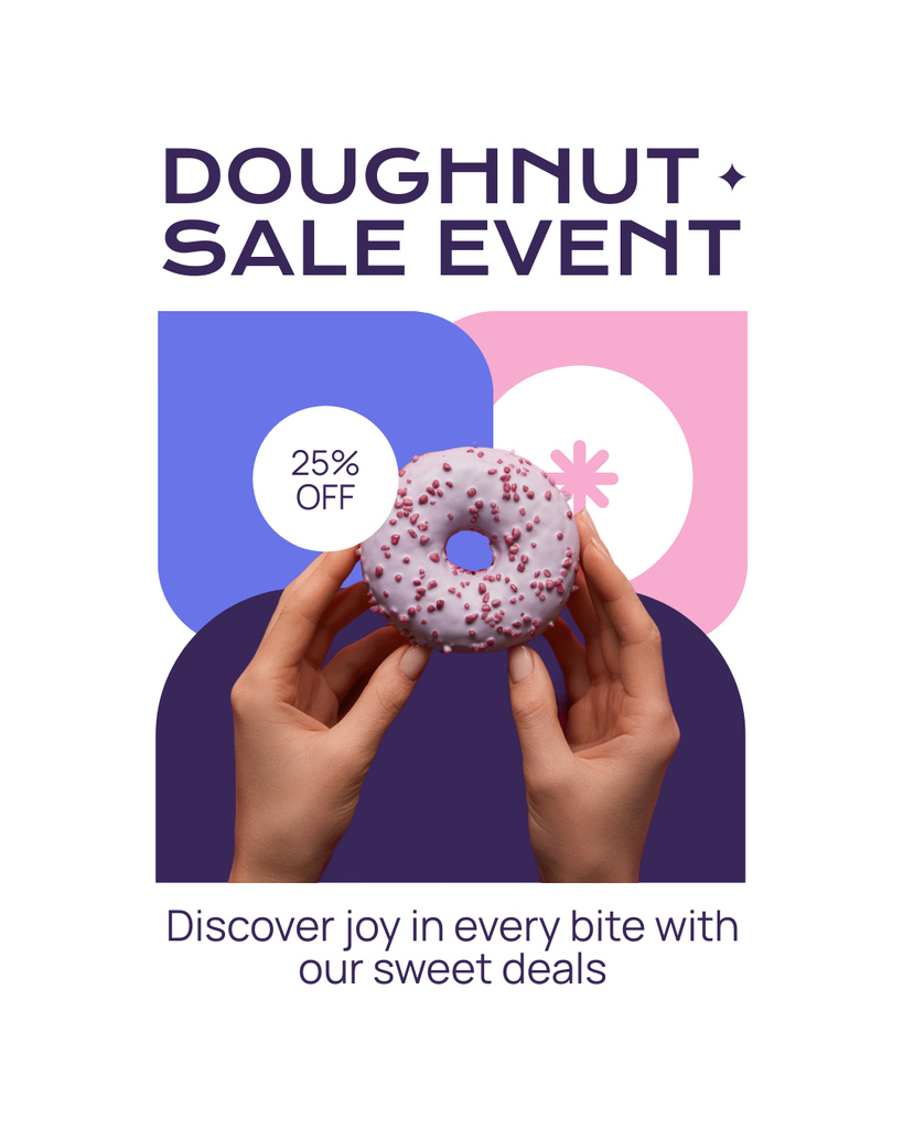 Doughnut Sale Event Ad Instagram Post Vertical Tasarım Şablonu