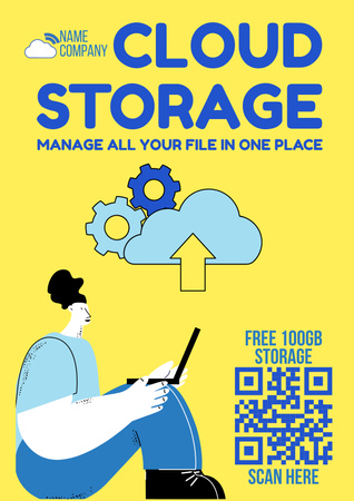 Software Cloud Storage Ad Poster – шаблон для дизайну