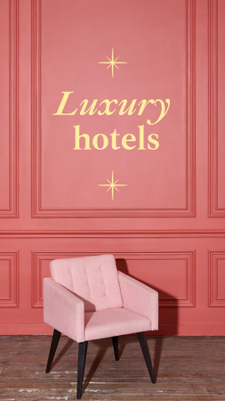 Luxury Hotel Ad with Vintage Chair Instagram Story Design Template