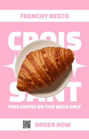 Nabídka francouzského křupavého croissantu Recipe Card Šablona návrhu