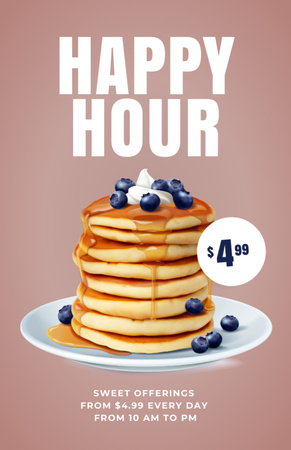 Sweet Pancakes with blueberries Flyer 5.5x8.5in Design Template