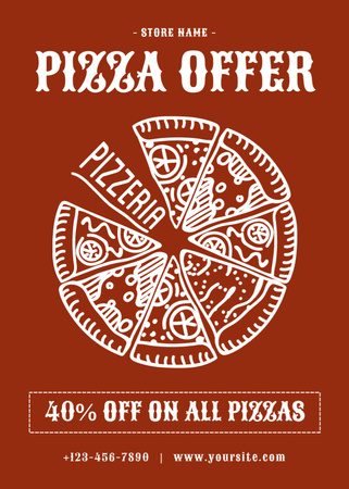 Designvorlage Ankündigung von Rabatten für alle Pizzas für Flayer