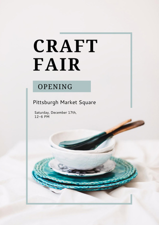Craft Fair Ad on Blue Poster Design Template