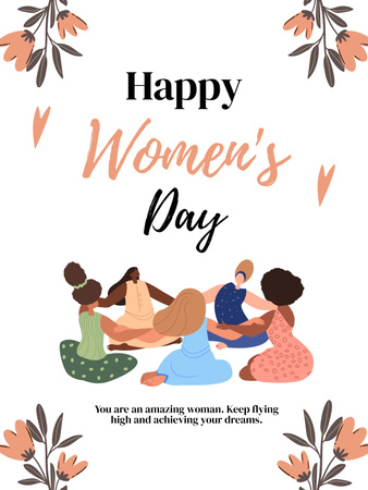 Ontwerpsjabloon van Poster US van Vrouwen hand in hand op Internationale Vrouwendag