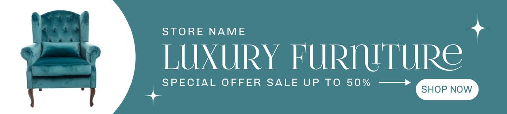 Ontwerpsjabloon van Ebay Store Billboard van Luxury Classic Furniture Sale Blue Green