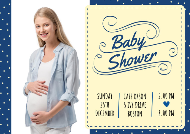 Baby Shower Invitation Happy Pregnant Woman Card Design Template