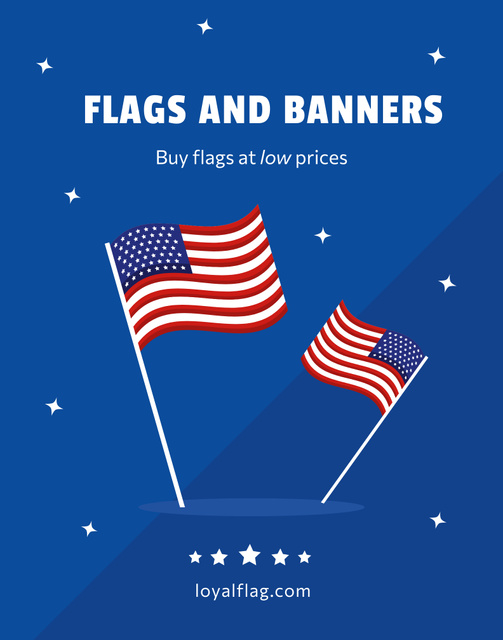US Flags and Banners Discount Poster 22x28in Design Template