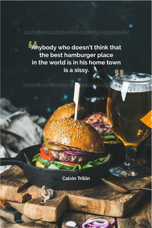 Delicious hamburger with quotation Pinterest Design Template