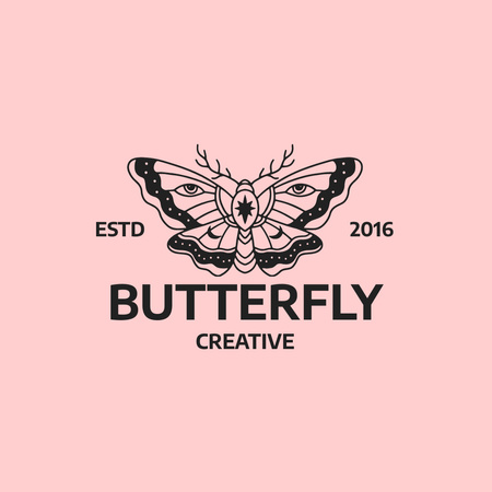 Creative Butterfly Drawing Logo 1080x1080pxデザインテンプレート