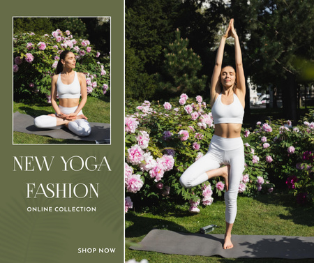 Young Beautiful Woman Doing Yoga in Nature Facebook Design Template