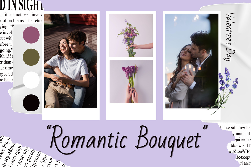 Various Bouquets For Valentine's Day Celebration Mood Board Πρότυπο σχεδίασης