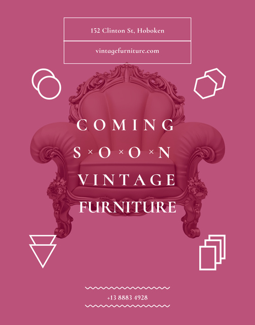 Old-fashioned Furniture Store Ad with Luxury Armchair Poster 22x28in – шаблон для дизайну