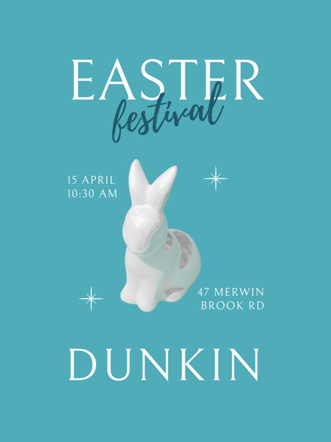 Easter Festival Ad with Statuette of Rabbit Poster US Design Template