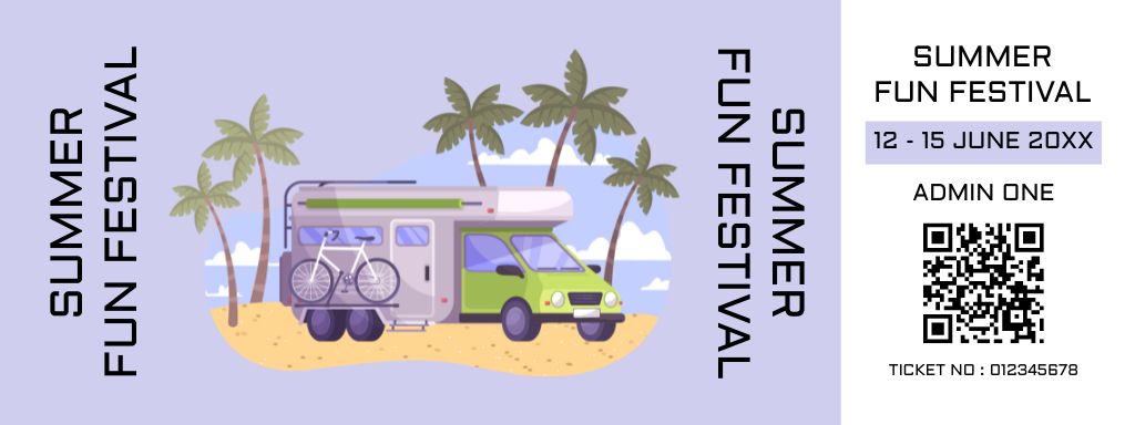 Summer Fun Festival Ticketデザインテンプレート