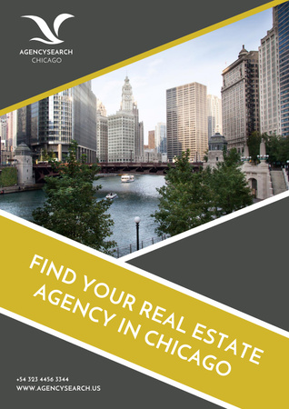 Real Estate in Chicago Advertisement Poster Modelo de Design