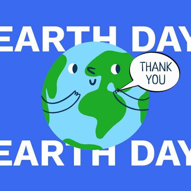 World Earth Day Announcement with Cute Planet in Blue Animated Postデザインテンプレート